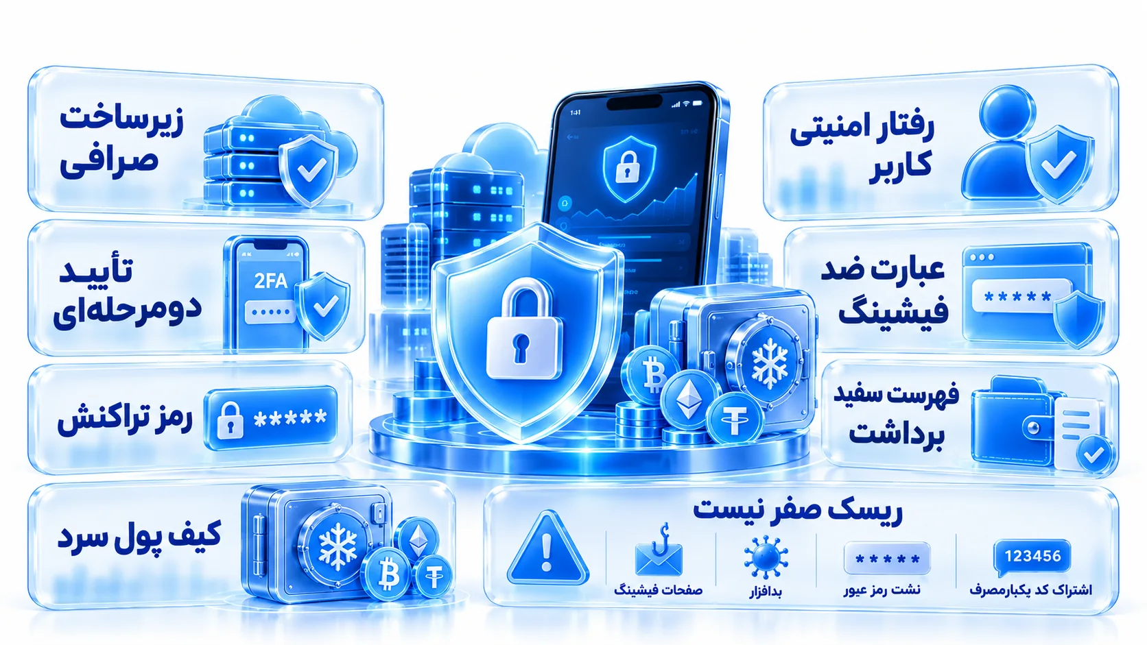 سپر امنیتی سه‌بعدی کنار کیف پول ارز دیجیتال بیت 24