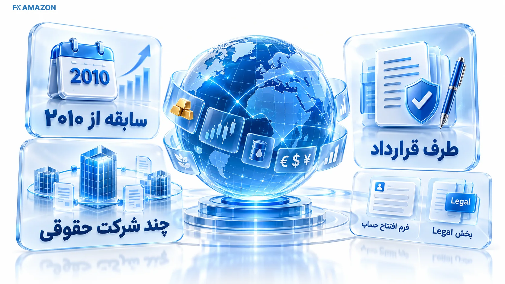 داشبورد شیشه‌ای معرفی XS با کارت‌های رگولاتوری، حساب و پلتفرم