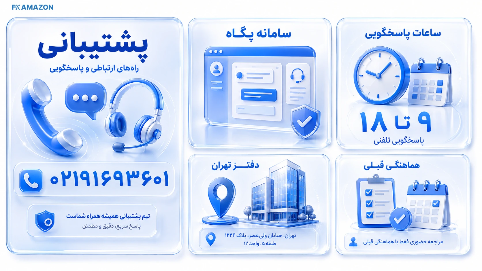 کانال‌های پشتیبانی RobinSood شامل تلفن، سامانه پگاه و مراجعه حضوری